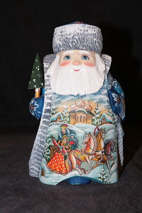 russian carved wooden santas